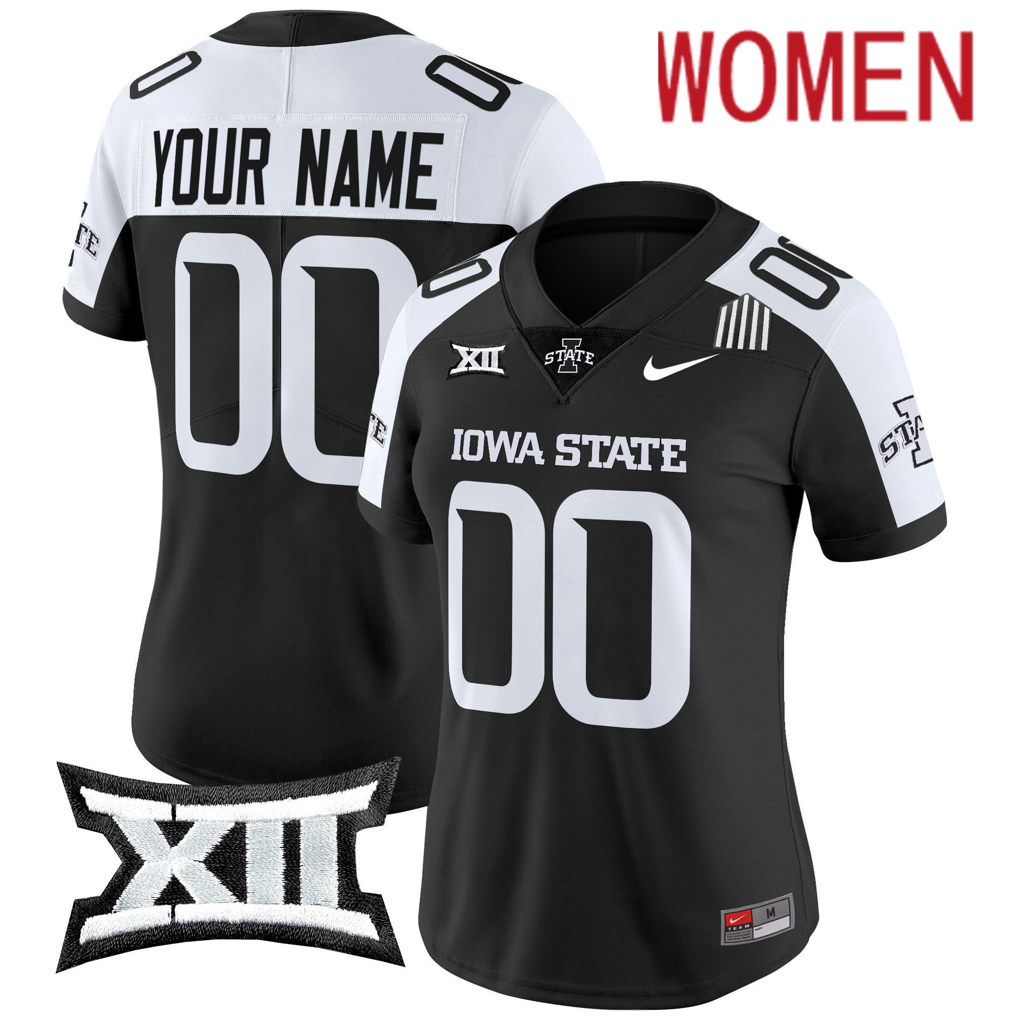 Women Iowa State Cyclones Black Nike 2024 Vapor Limited Custom NCAA Jersey style 1